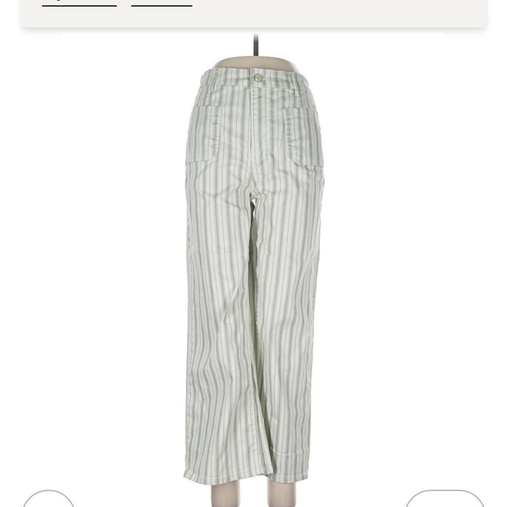 {OAT New York} "High Rise Baby Wide Ankle" Off White Gray Stripe cotton pants